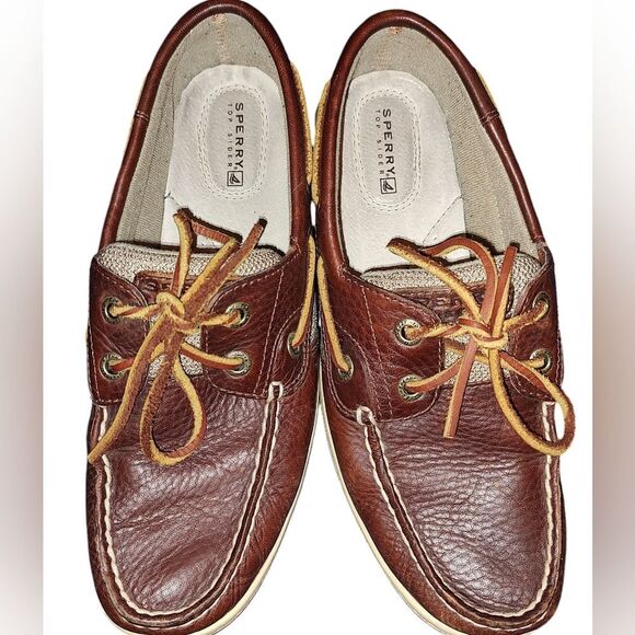 Sperry Top Sider Boatshoe Bluefish 2 Eye Tan Women 7M 9276632 Preppy Comfortable - Picture 6 of 7